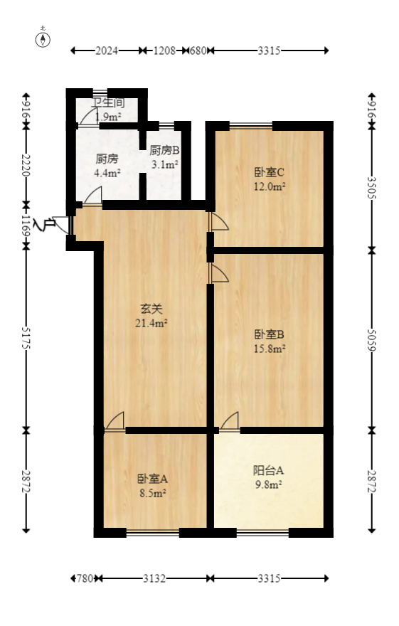 湘农桥社区  3室1厅1卫   72.00万室内图1