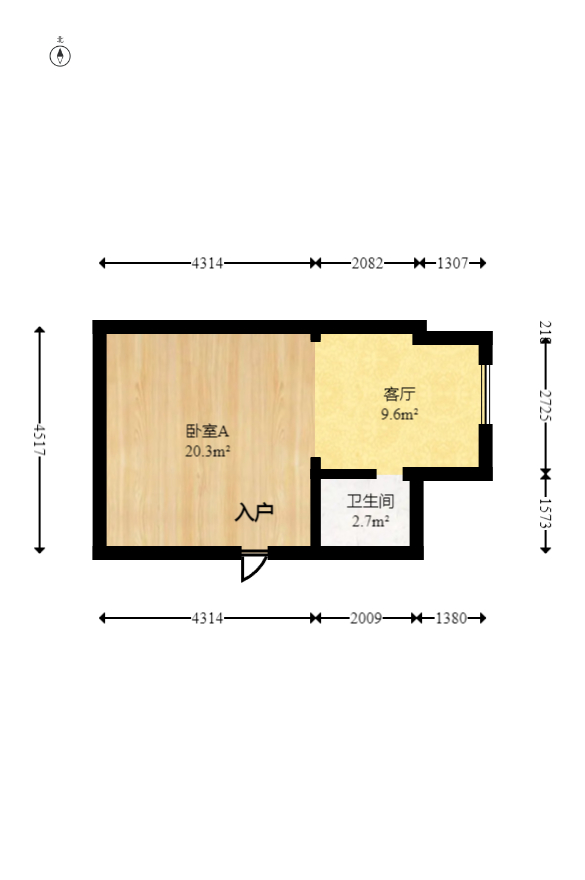 君悦紫园  1室1厅1卫   35.00万室内图1