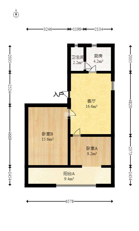 城建科研所宿舍  2室1厅1卫   34.80万