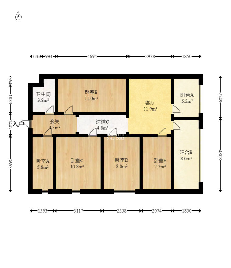 兴威名座  2室1厅1卫   80.00万