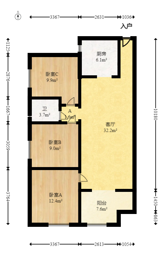 万科里梅溪郡  3室2厅1卫   198.00万室内图1