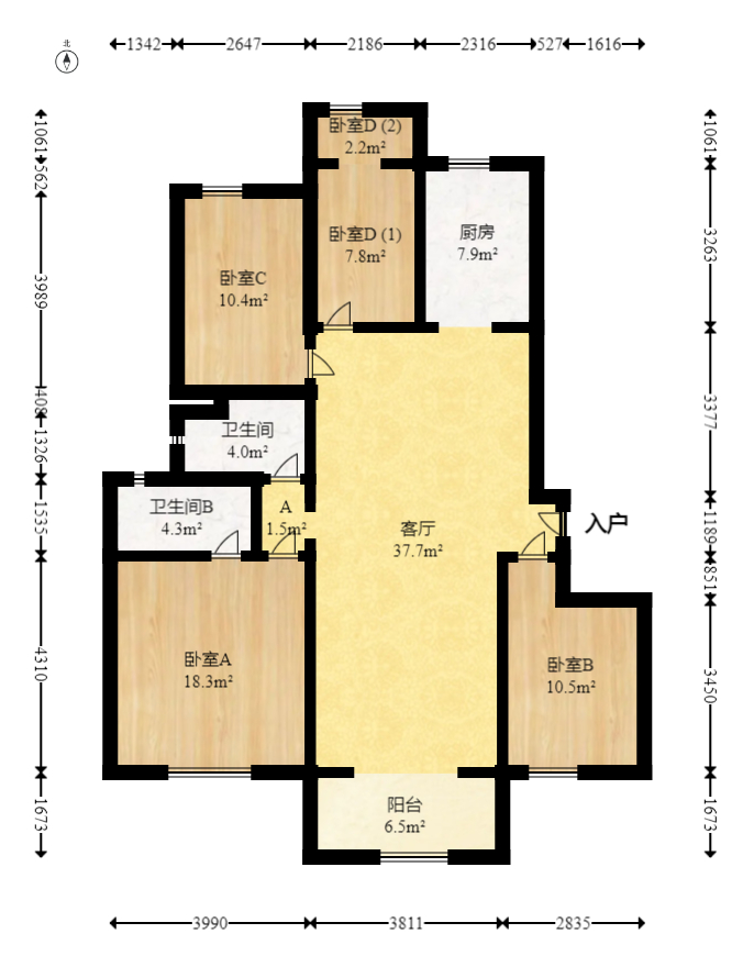 万科里梅溪郡  4室2厅2卫   285.00万室内图1