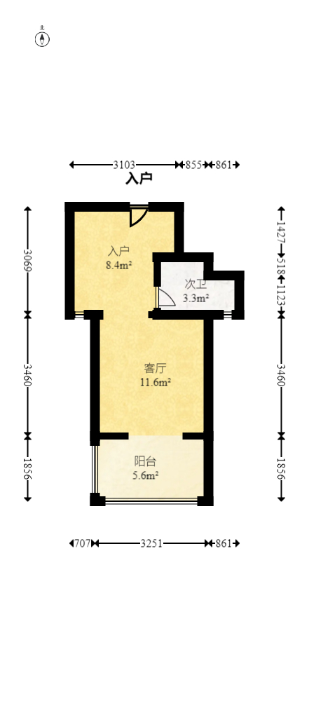 新城吾悦广场 1室0厅1卫 42.0万 新城吾悦广场 1室0厅1卫 42.0万户型图