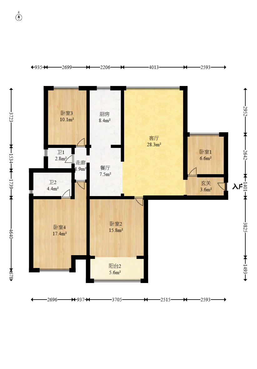 城南故事家园 4室2厅2卫 92.8万 城南故事家园 4室2厅2卫 92.8万户型图