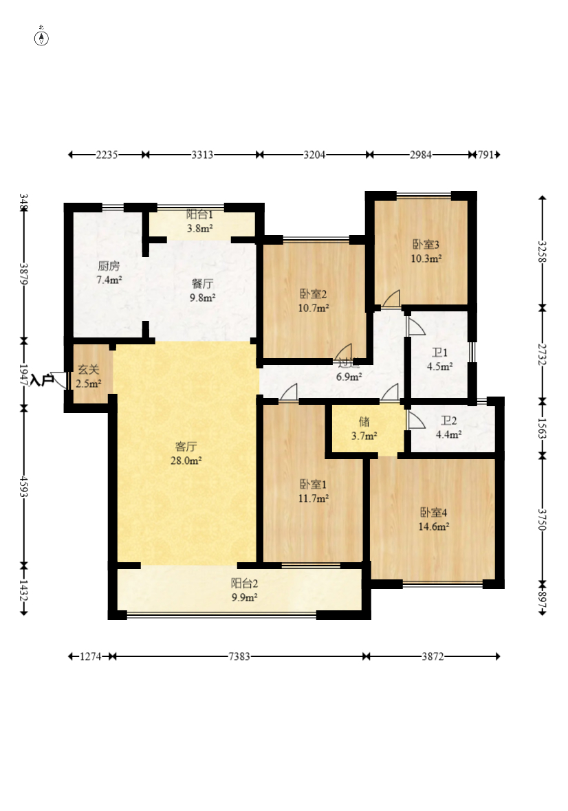 时代建发和著 4室2厅2卫 208.0万 时代建发和著 4室2厅2卫 208.0万户型图