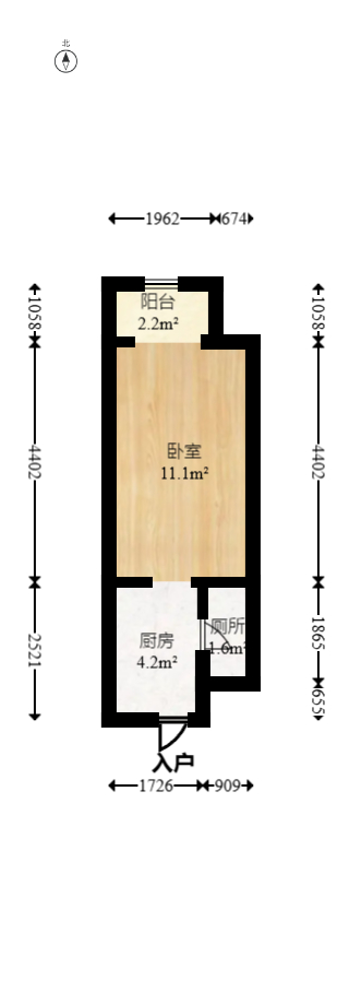 万科金域缇香  1室1厅1卫   32.00万室内图1