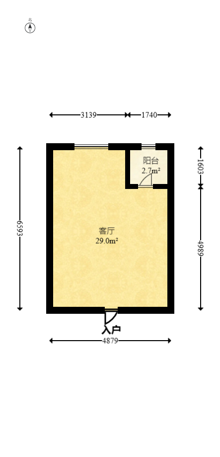 保利中环广场（保利中悦苑）  2室1厅1卫   38.00万室内图1