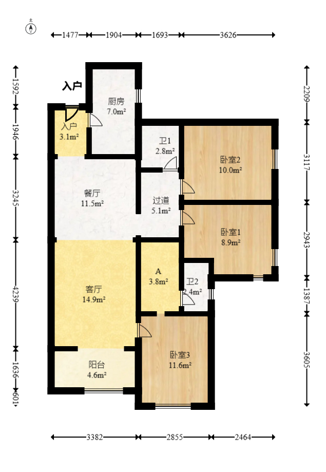 万科金域蓝湾 3室2厅2卫 115.0万 万科金域蓝湾 3室2厅2卫 115.0万户型图