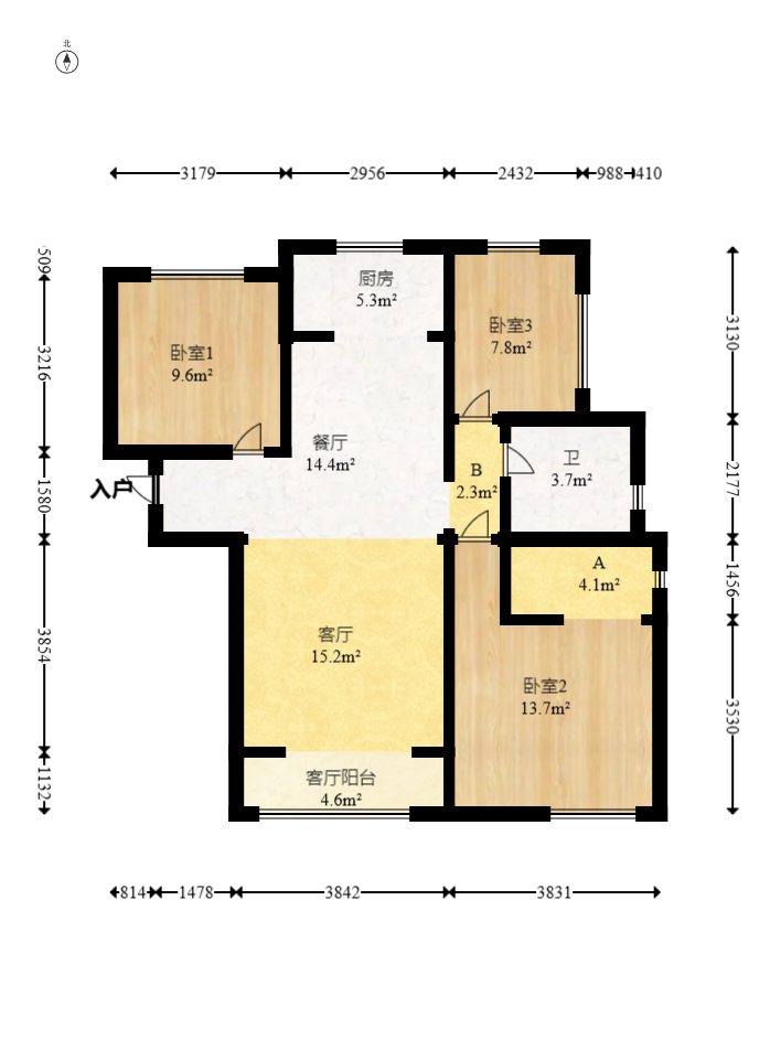 中建信和城  3室2厅2卫   148.00万室内图1