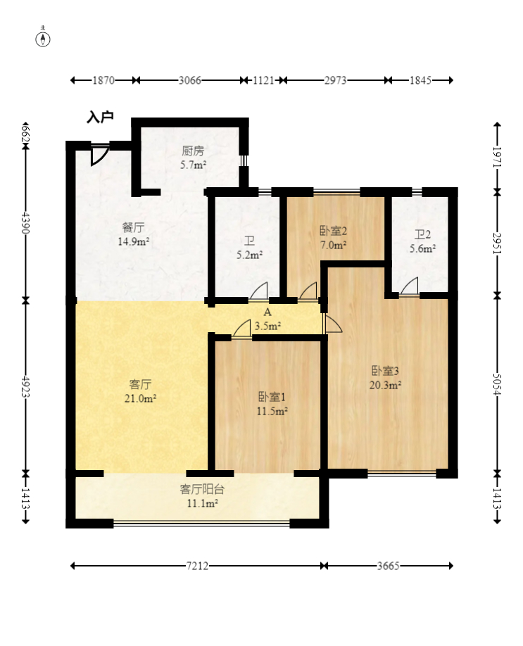 中建钰和城  3室2厅2卫   151.00万室内图1