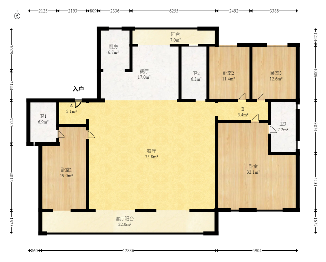中建钰和城  4室2厅3卫   340.00万室内图1
