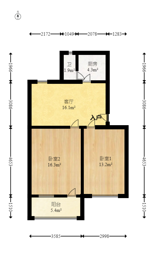 狮子山一片  1室1厅1卫   45.00万室内图1