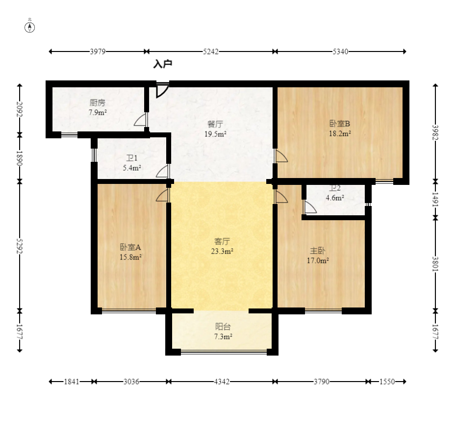 江山帝景哈佛  3室2厅2卫   126.00万室内图1