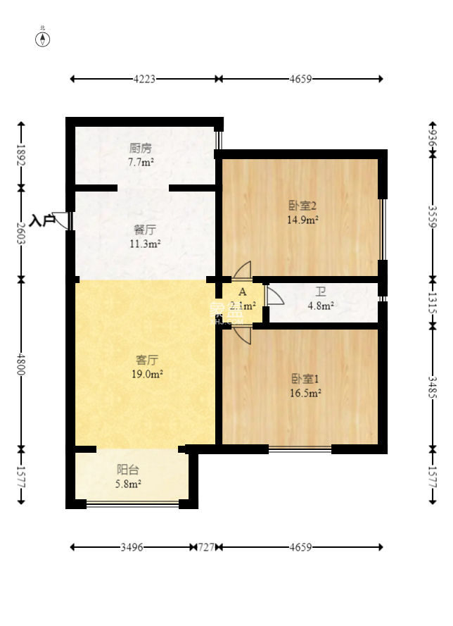中國鐵建金色藍庭  2室2廳1衛(wèi)   112.00萬