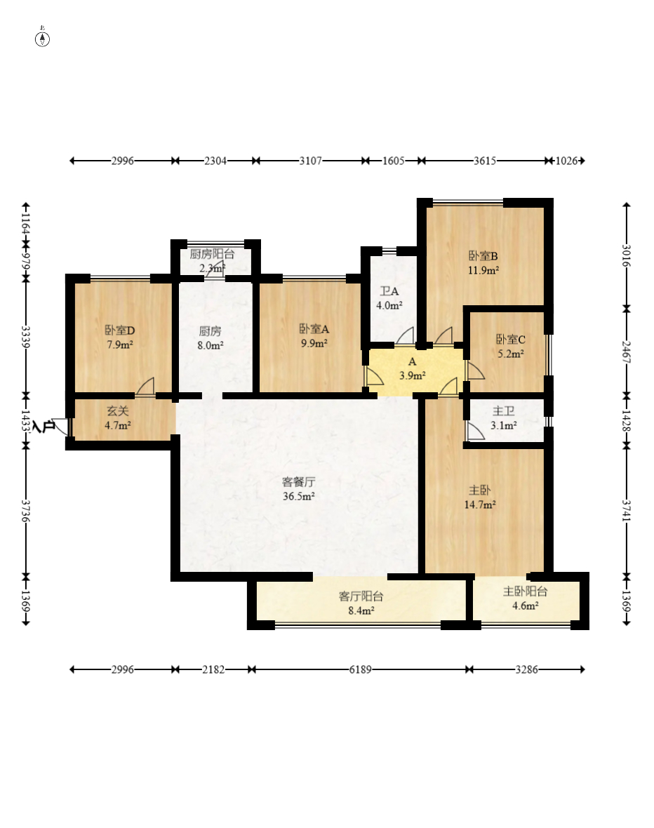 保利天禧C区 4室2厅2卫 290.0万 保利天禧C区 4室2厅2卫 290.0万户型图