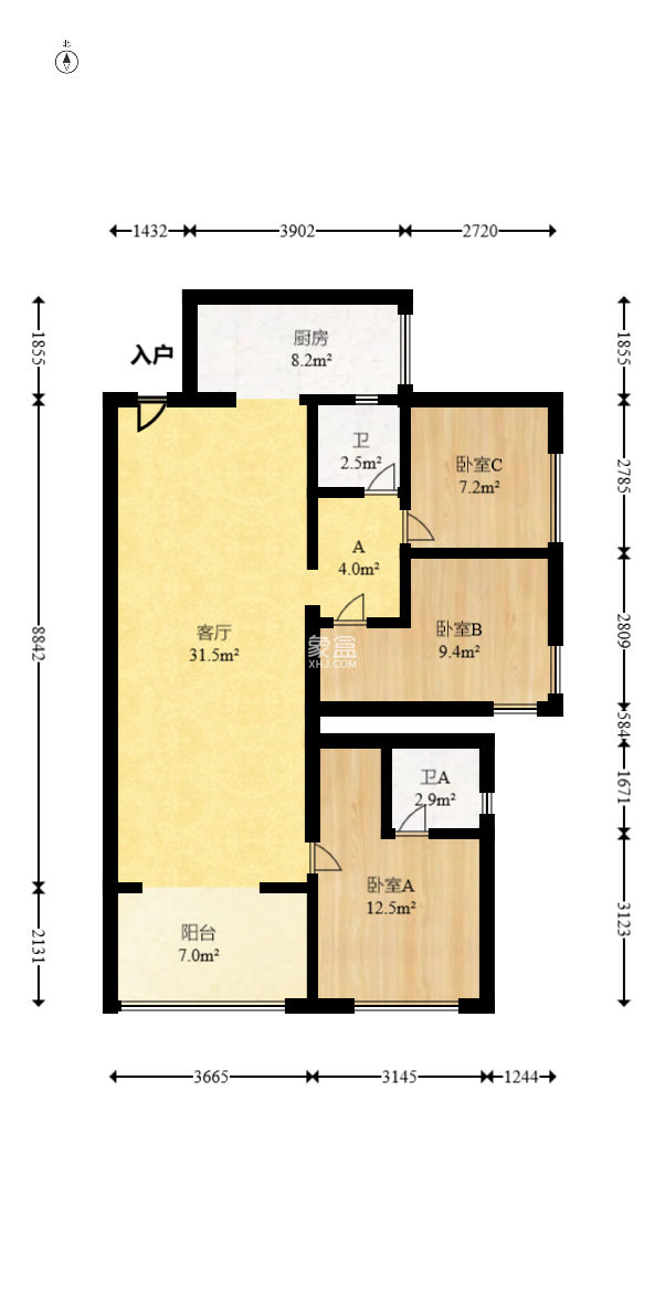 中建梅溪湖中心  3室2厅2卫   158.00万