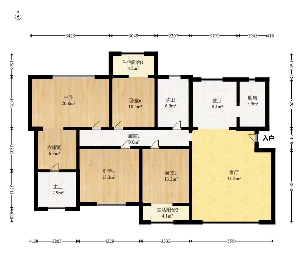天元涉外景园B区 4室2厅2卫 98.0万 天元涉外景园B区 4室2厅2卫 98.0万户型图