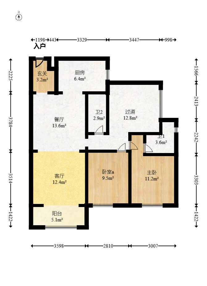 时代年华  3室2厅2卫   85.00万室内图1