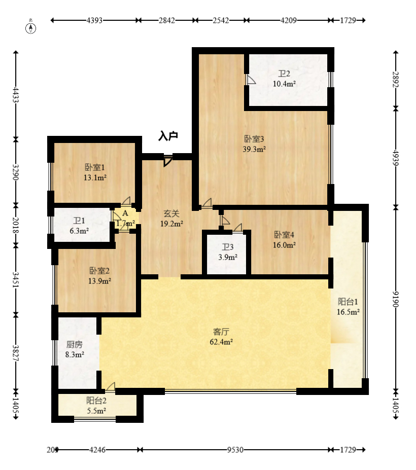 嘉臣道 4室2厅3卫 418.0万 嘉臣道 4室2厅3卫 418.0万户型图