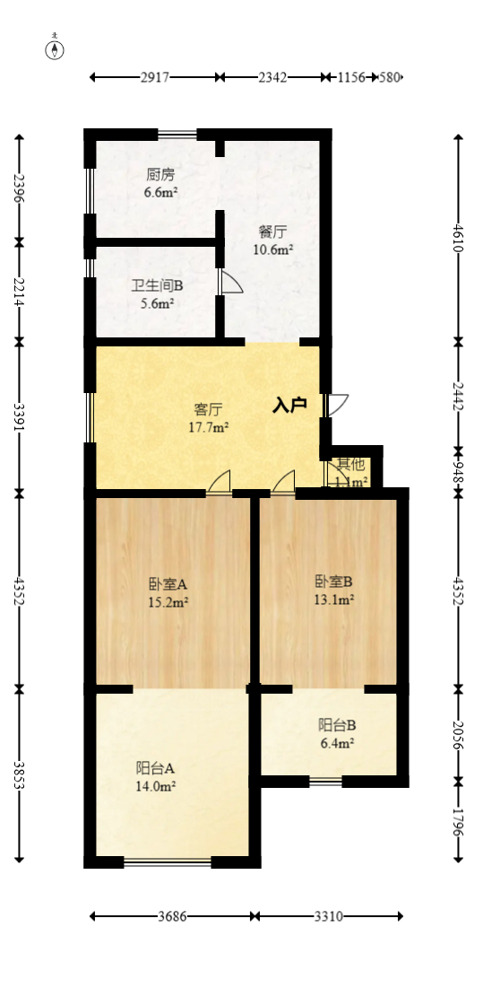 省政府机关梓园住宅区  3室1厅1卫   90.00万室内图1