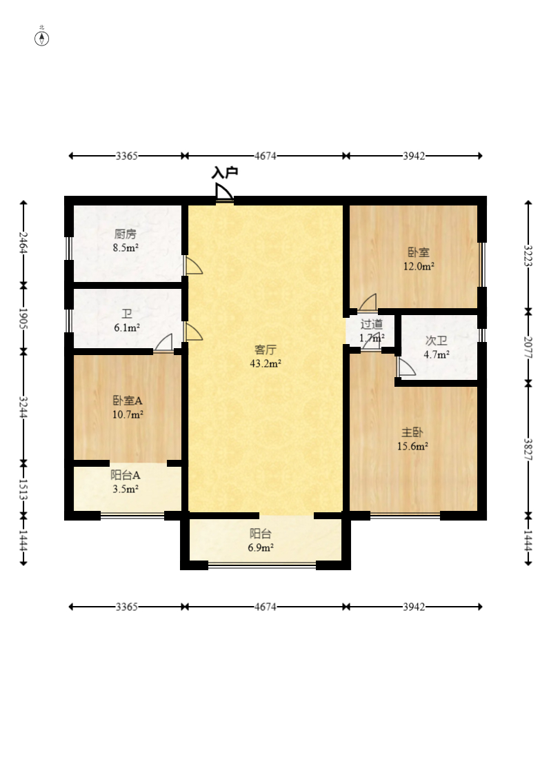 天和华城 3室2厅2卫 59.8万 天和华城 3室2厅2卫 59.8万户型图