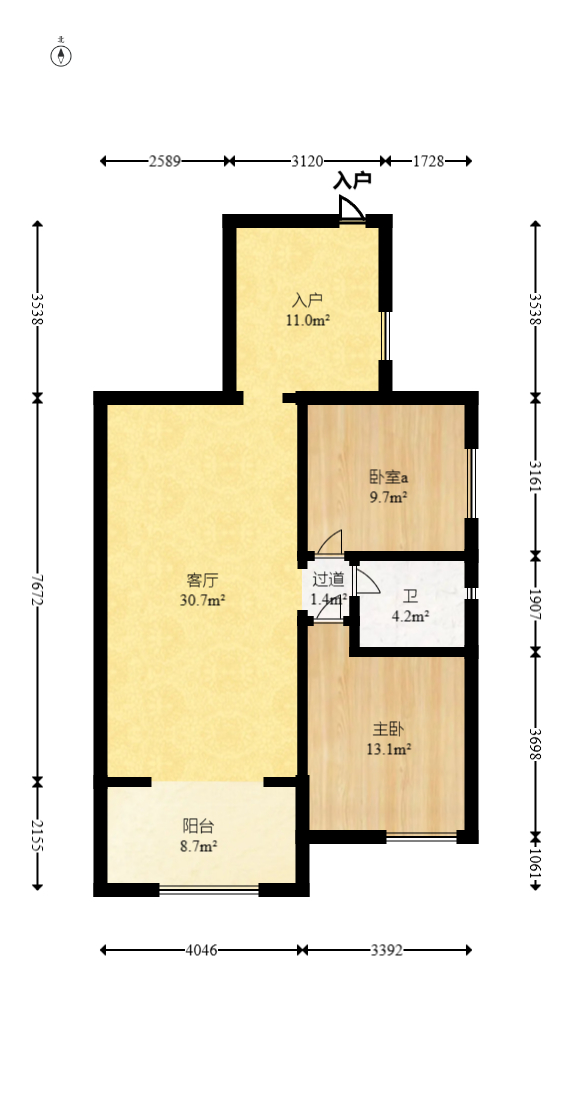 润和紫郡一期  2室2厅1卫   62.00万室内图1