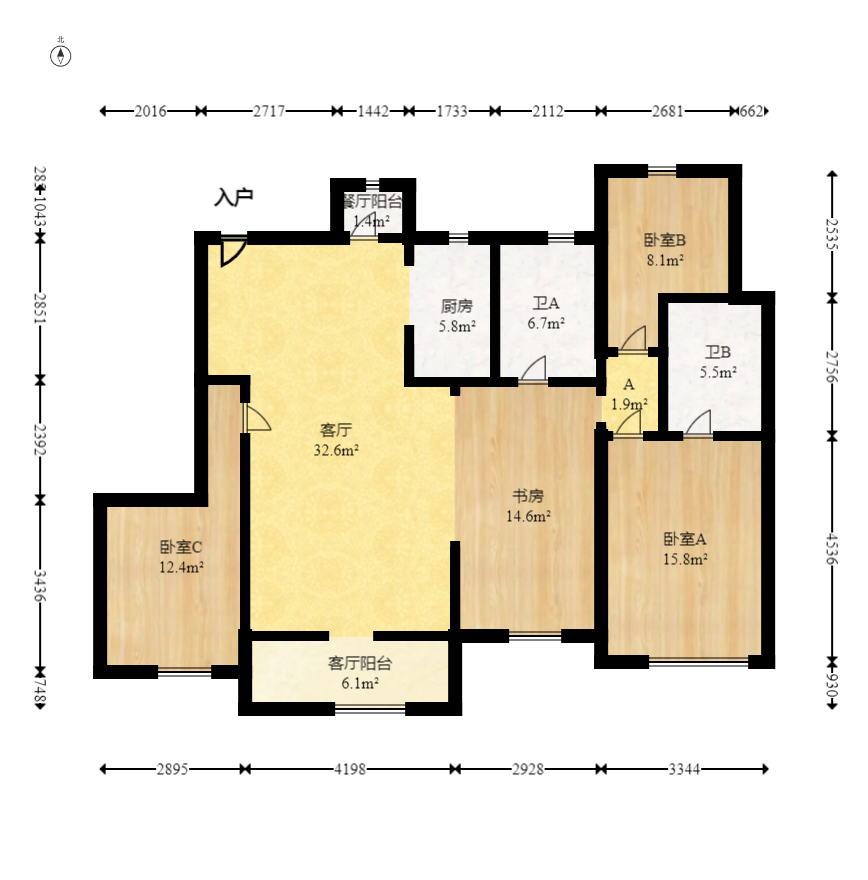 正荣滨江紫阙台  4室2厅2卫   220.00万室内图1
