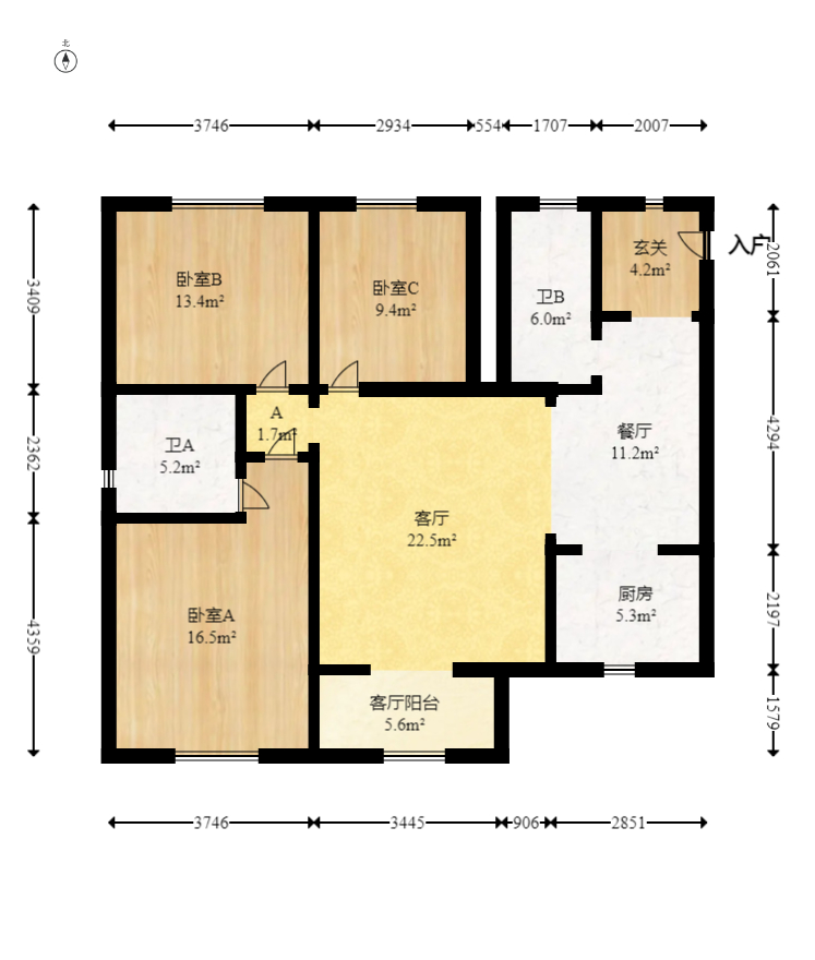 钰龙天下二期（钰龙佳园）  3室2厅1卫    247.0万室内图1