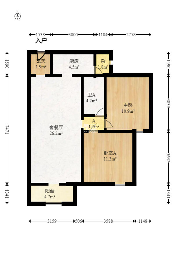 奥克斯广场  2室2厅1卫   98.80万