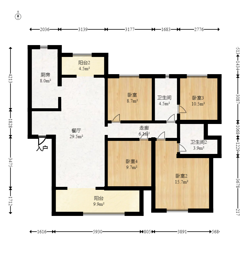 时代印记（长沙时代印记花园）  4室2厅2卫   168.00万室内图1