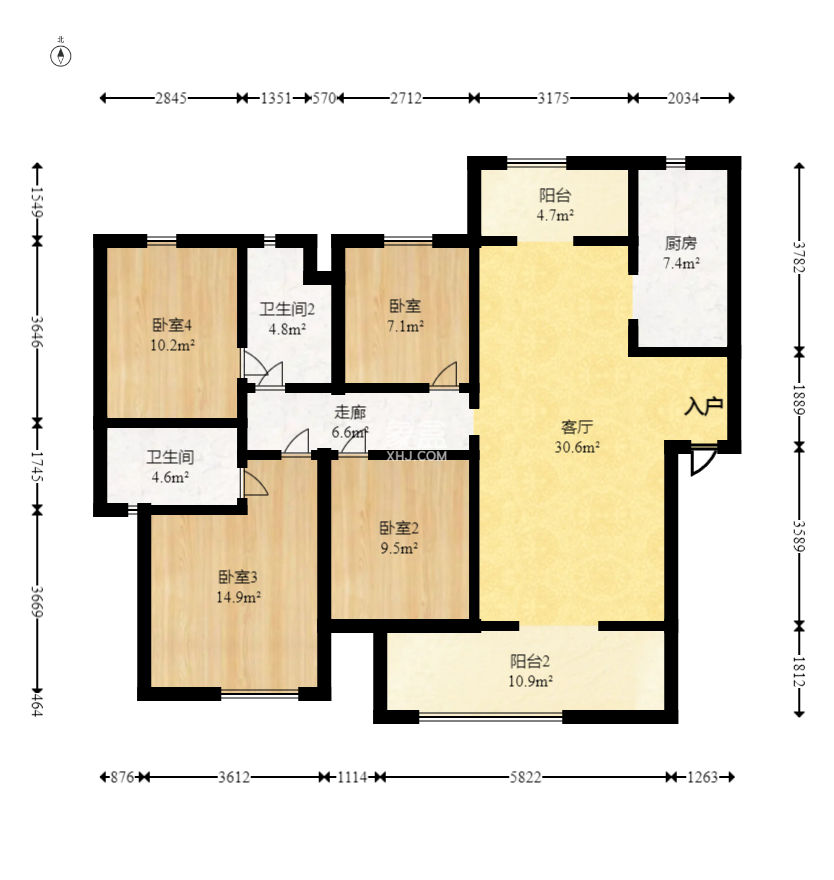 时代印记（长沙时代印记花园）  4室2厅2卫   175.00万
