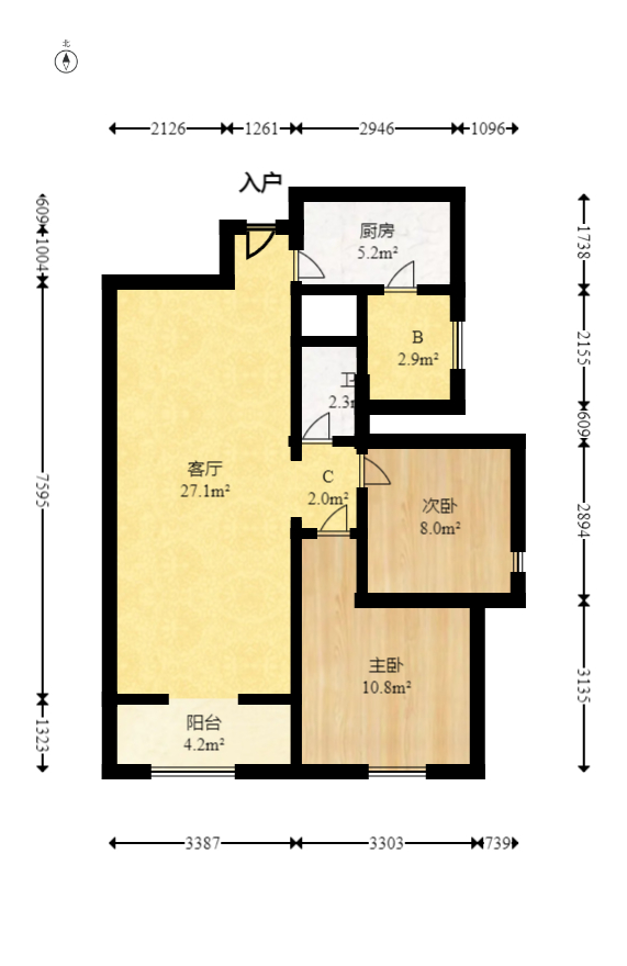 深业睿城 2室2厅1卫 52.0万 深业睿城 2室2厅1卫 52.0万户型图
