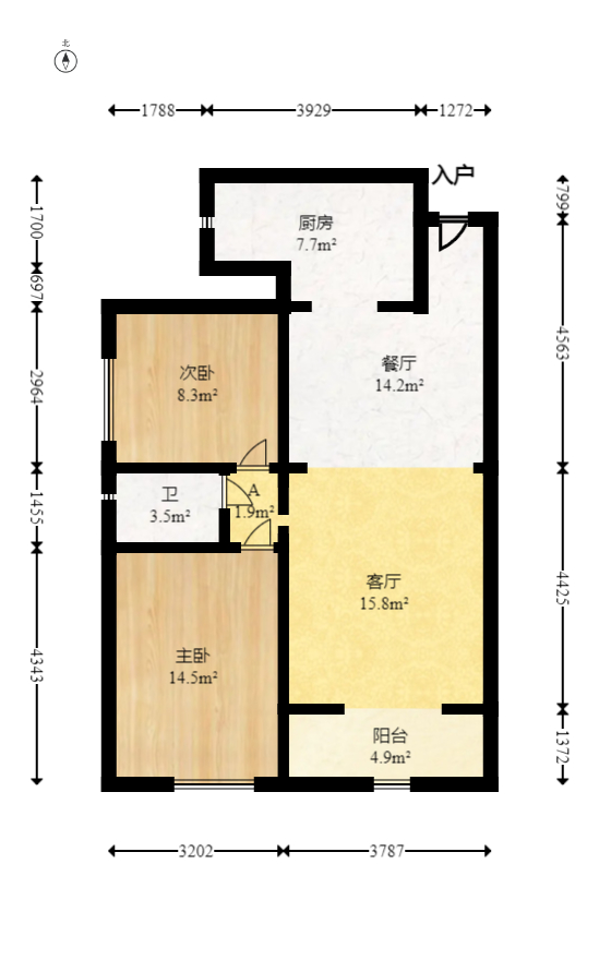 华润凤凰城三期  2室2厅1卫   62.00万室内图1