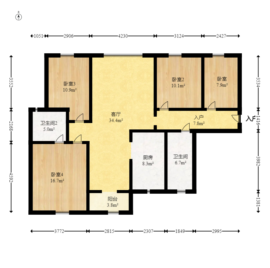 东岸城邦 4室2厅2卫 125.0万 东岸城邦 4室2厅2卫 125.0万户型图