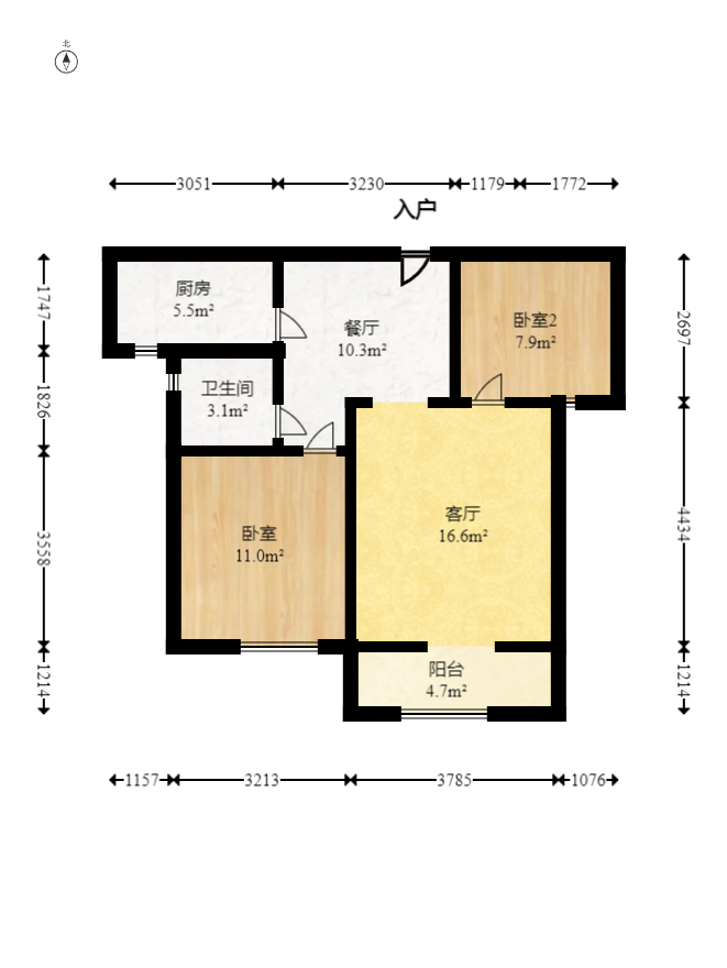 映悦星府 2室1厅1卫 43.8万 映悦星府 2室1厅1卫 43.8万户型图
