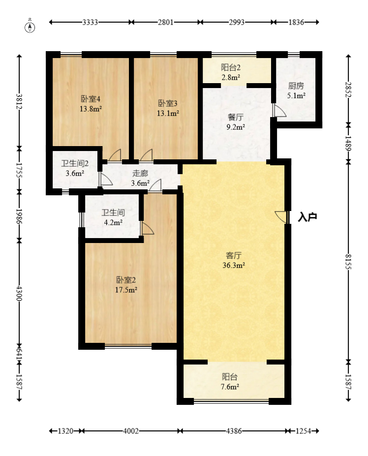 圣力华苑 3室2厅2卫 59.8万 圣力华苑 3室2厅2卫 59.8万户型图