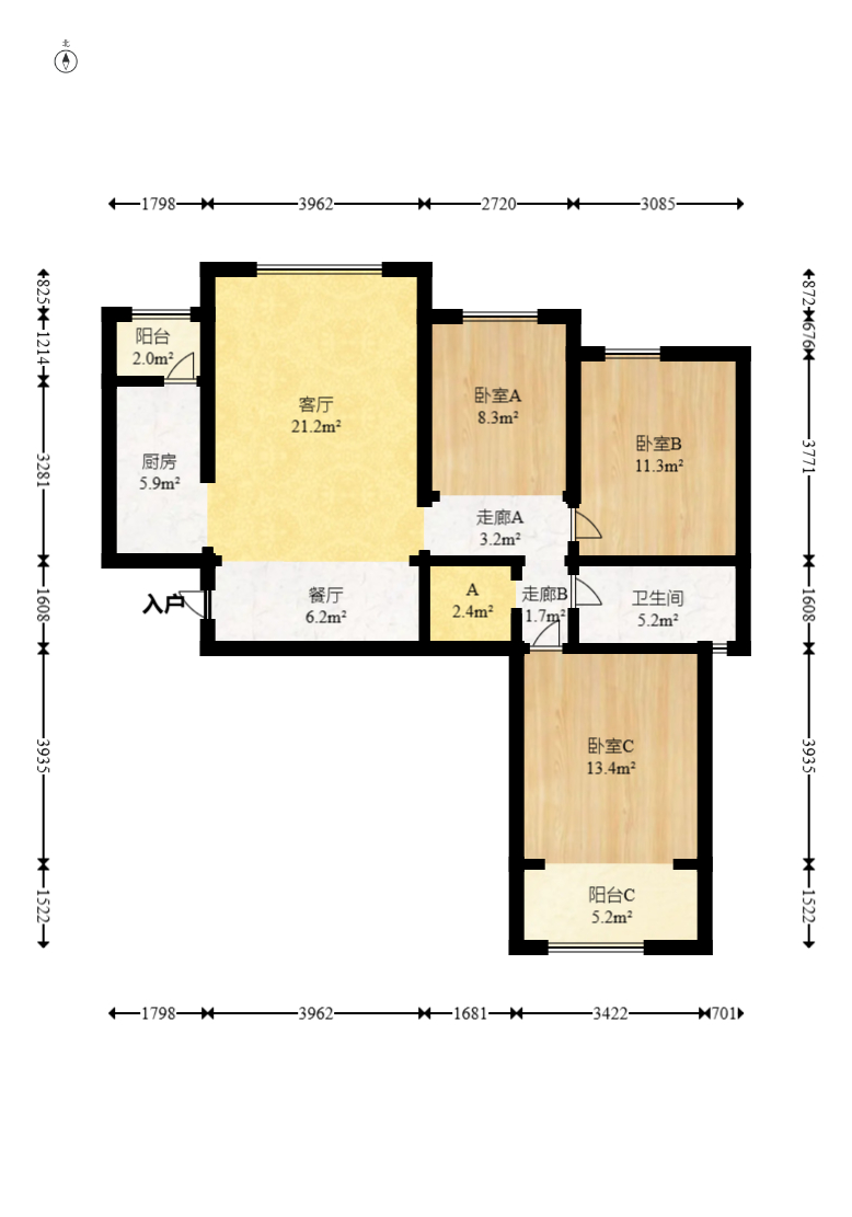中信文化广场(中信新城二期)  3室2厅1卫    59.9万 中信文化广场(中信新城二期)  3室2厅1卫    59.9万户型图