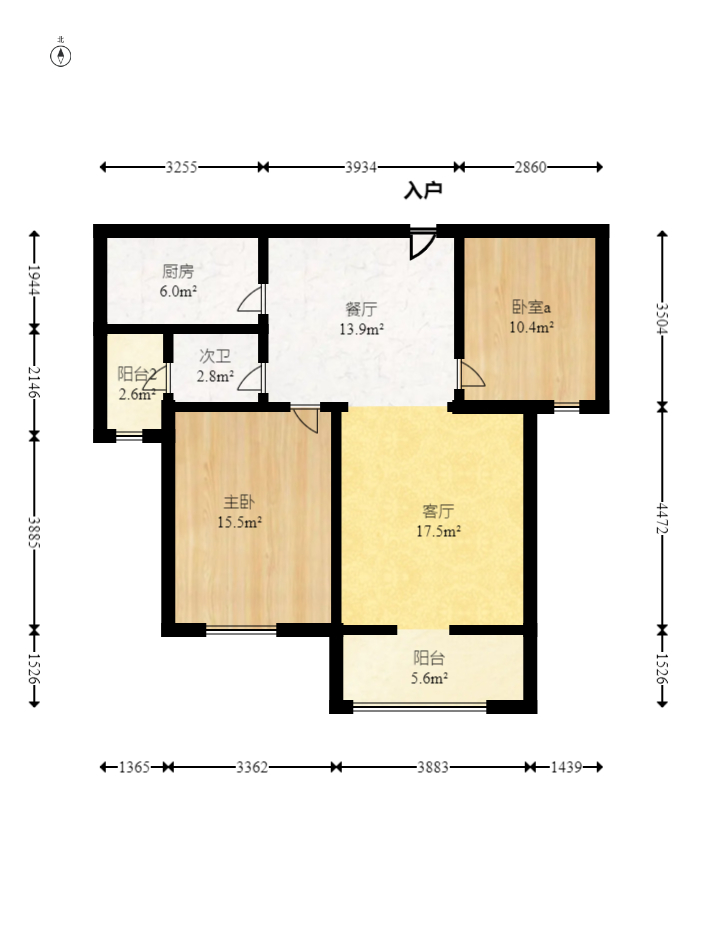 麓山润城  2室2厅1卫    48.0万室内图1