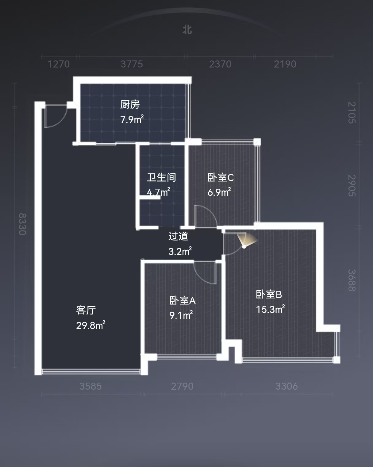 中房天玺湾 3室2厅2卫 48.0万 中房天玺湾 3室2厅2卫 48.0万室内图