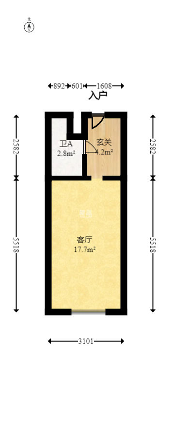中一鲲出（鲲鹏府）  2室1厅1卫   45.00万