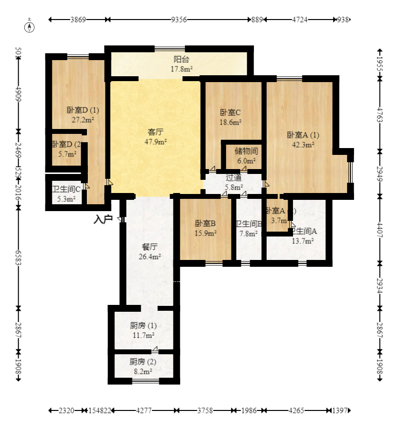梅溪湖金茂府(金茂广场)(金茂览秀城) 5室2厅4卫 1080.0万 梅溪湖金茂府(金茂广场)(金茂览秀城) 5室2厅4卫 1080.0万户型图
