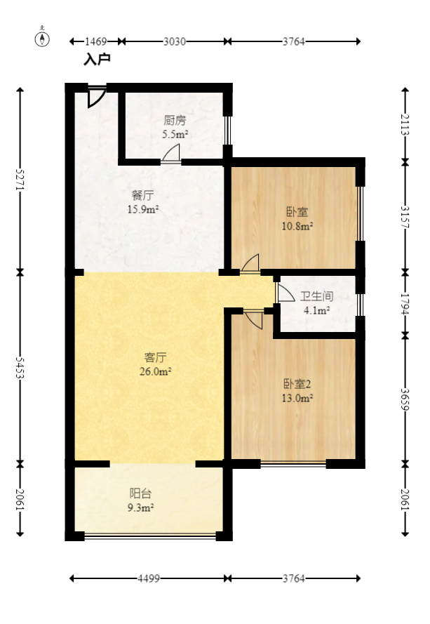 明天一城 2室2厅1卫 52.8万 明天一城 2室2厅1卫 52.8万户型图