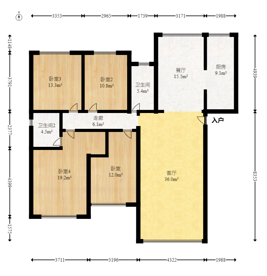 旭辉汇樾城  4室2厅2卫   117.80万室内图1