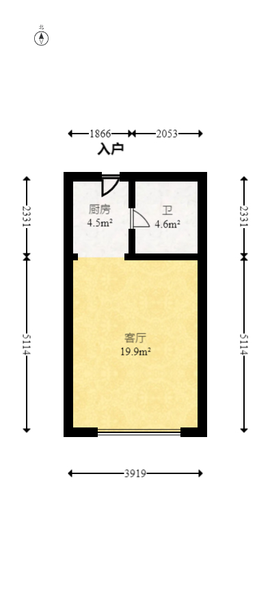 梅溪湖金茂湾  1室1厅1卫   45.00万室内图1