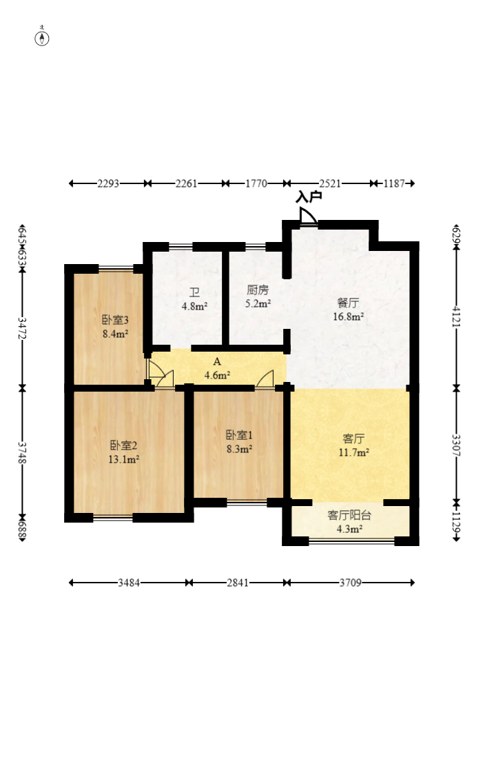 中建信和城  3室1厅1卫   120.00万室内图1