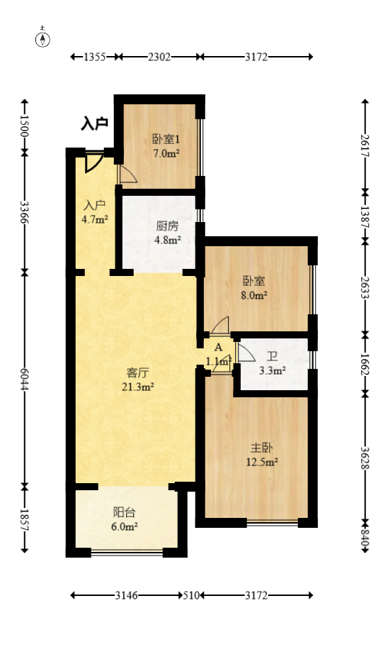 花样年华  3室2厅1卫    56.0万 花样年华  3室2厅1卫    56.0万户型图