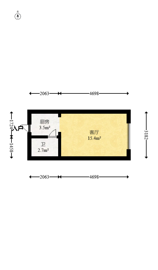 保利香槟国际 1室0厅1卫 15.8万 保利香槟国际 1室0厅1卫 15.8万户型图
