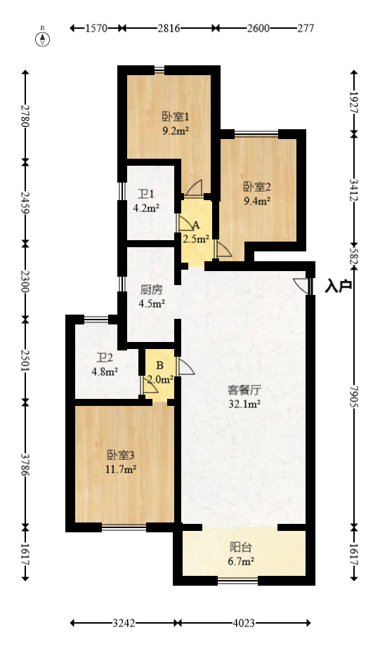 阳光城尚东湾愉景苑  3室2厅2卫   110.00万室内图1