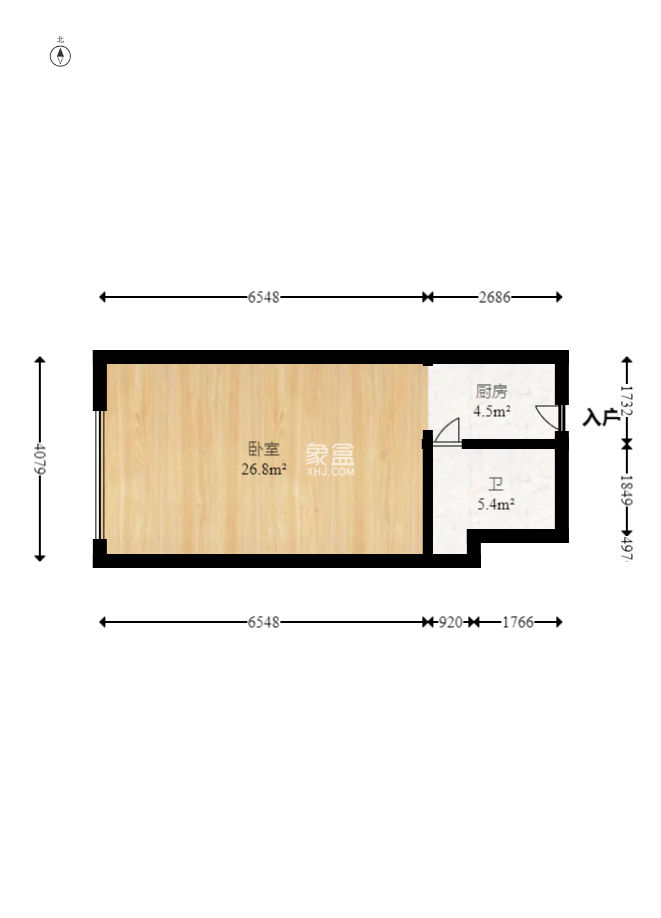 观园国际公寓  1室1厅1卫   36.00万