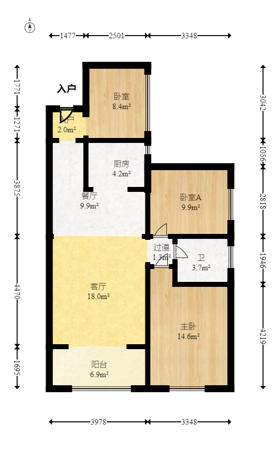 家和院  3室2厅1卫   69.80万室内图1